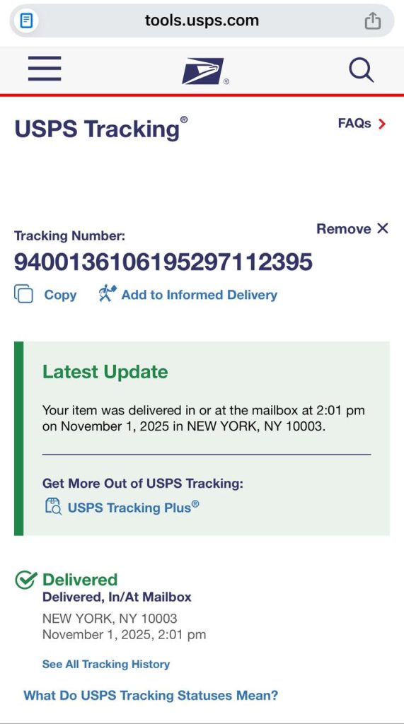 Delivery Proof Package